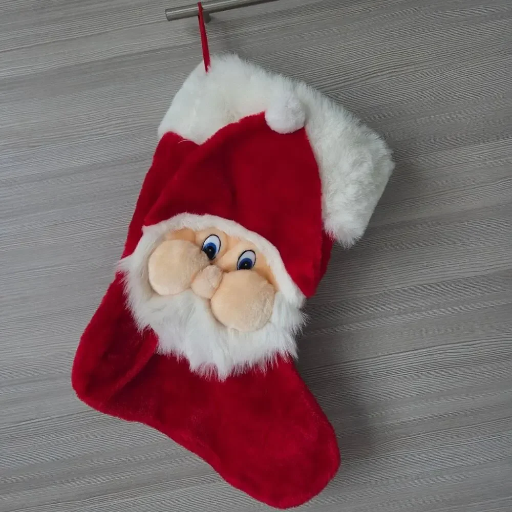 Santa Claus Plush Christmas 3D Stocking Cute‎ Festive Holiday Decor Red Soft
